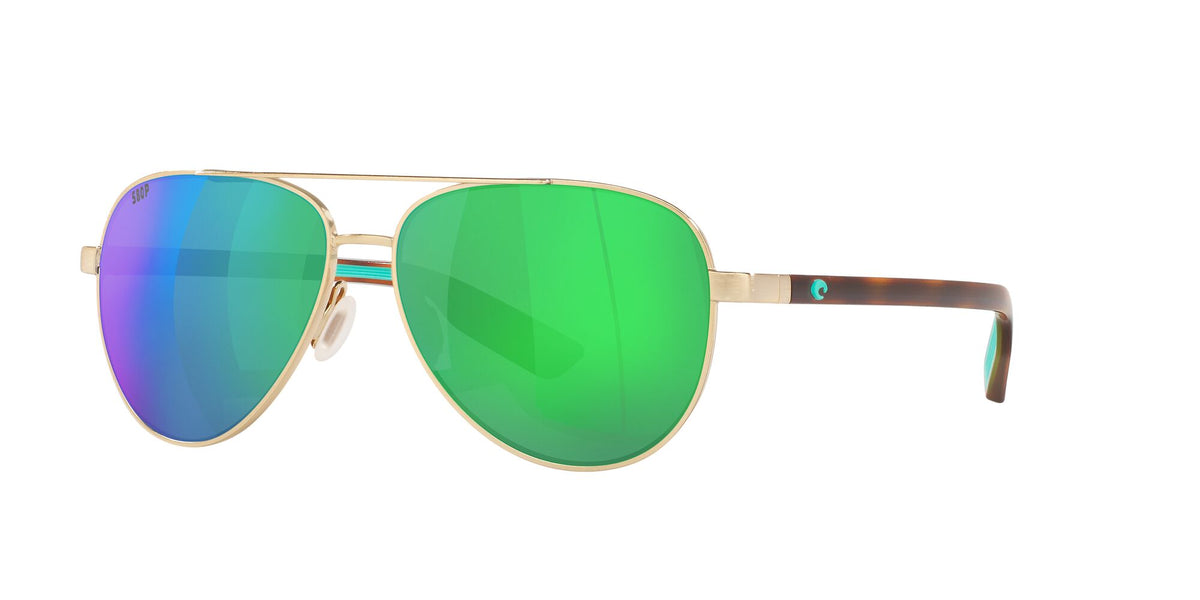 Costa del Mar Peli 06S4002 400202 57 Brushed Gold / Green Lens Mirror 57 / Plastic / Metal