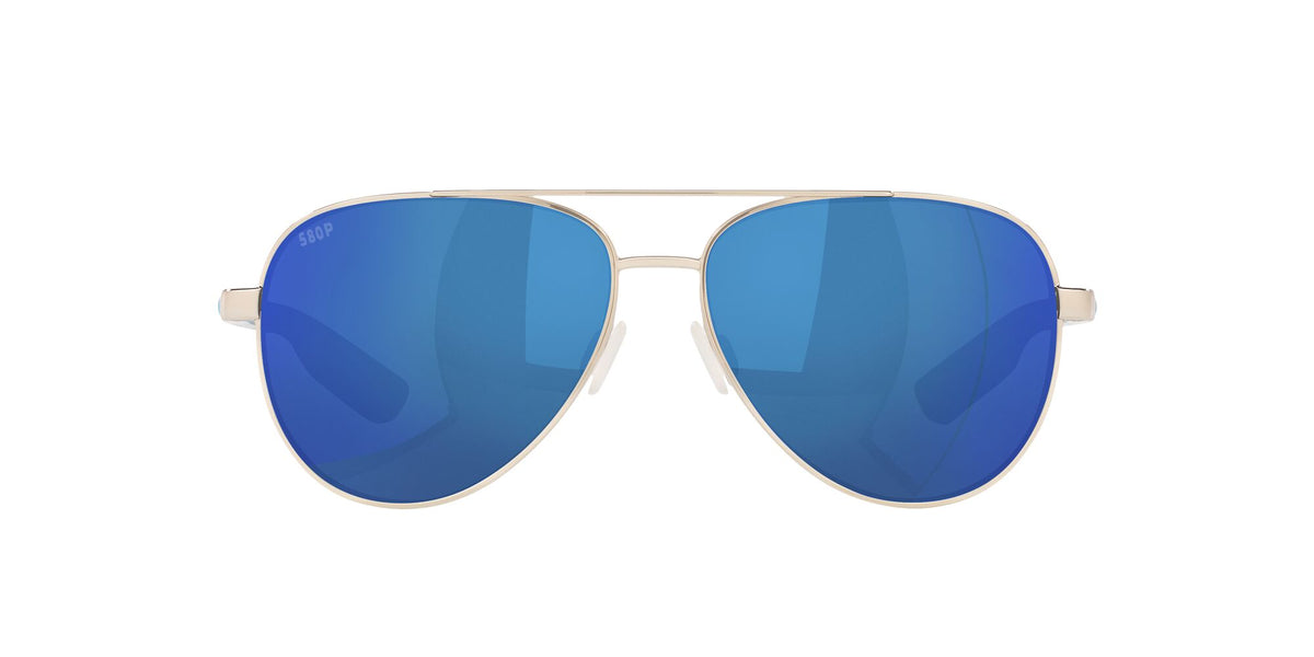 Costa Del Mar Peli 288 Shiny Silver / Polarised In Blue Mirror 580P 57 / Plastic / Metal