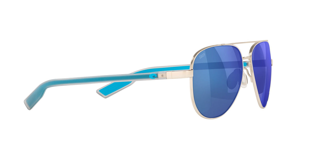 Costa Del Mar Peli 288 Shiny Silver / Polarised In Blue Mirror 580P 57 / Plastic / Metal