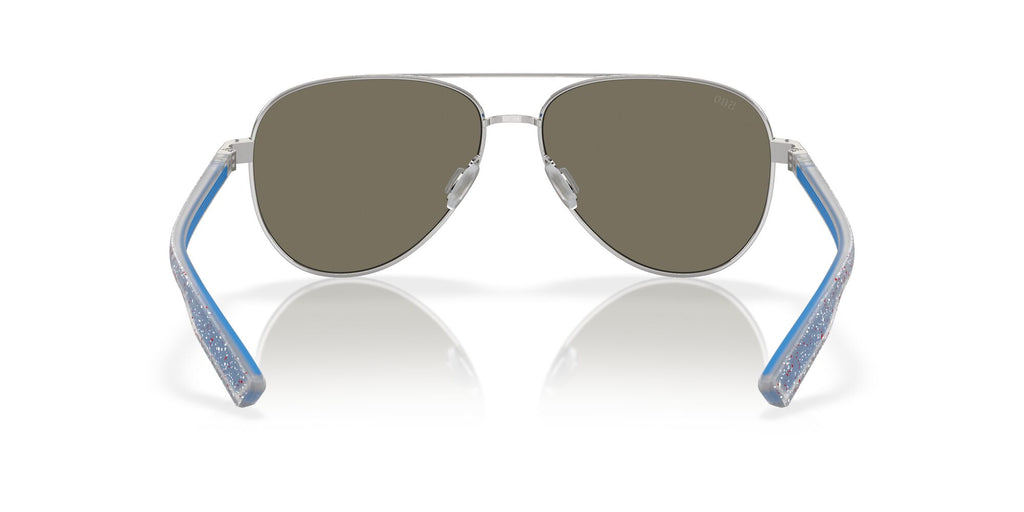 Costa Del Mar Peli 400 Shiny Silver / Polarised In Blue Mirror 580G 57 / Crystal / Metal