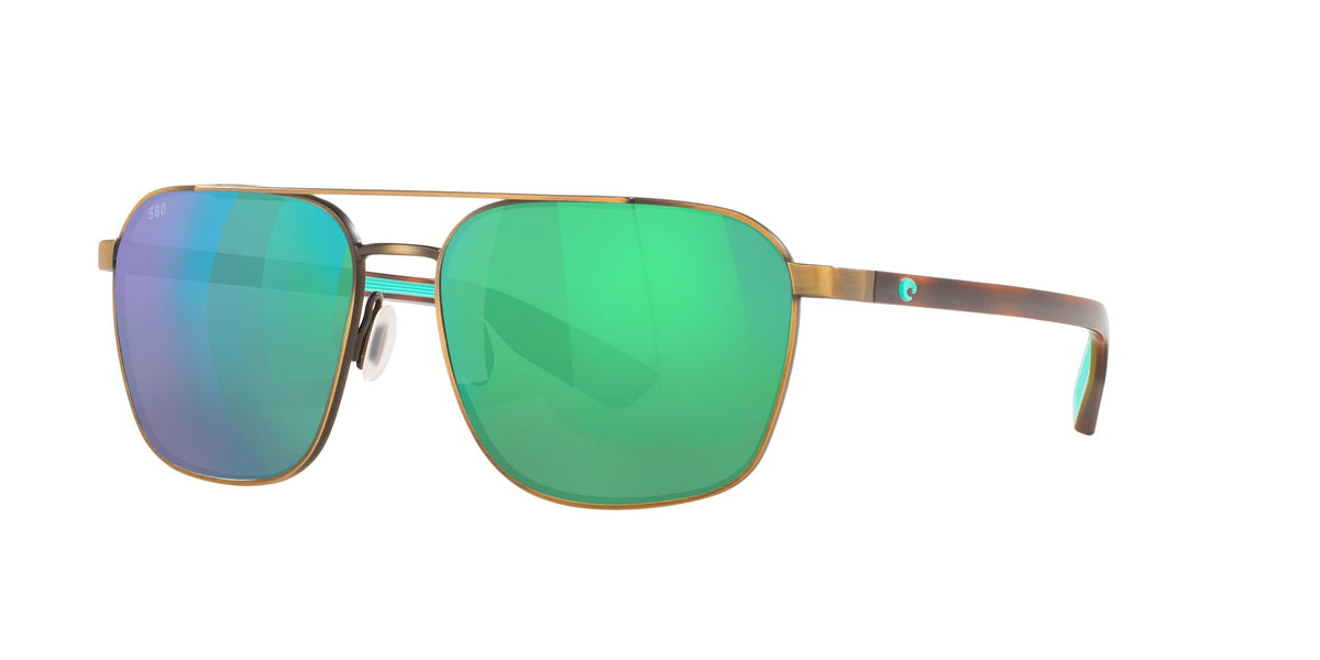Costa Del Mar Wader 291 Antique Gold / Polarised In Green Mirror 580G 58 / Crystal / Metal
