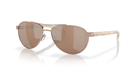 Costa Del Mar Fernandina 164 Shiny Rose Gold / Polarised In Copper Silver Mirror 580G 57 / Crystal / Metal