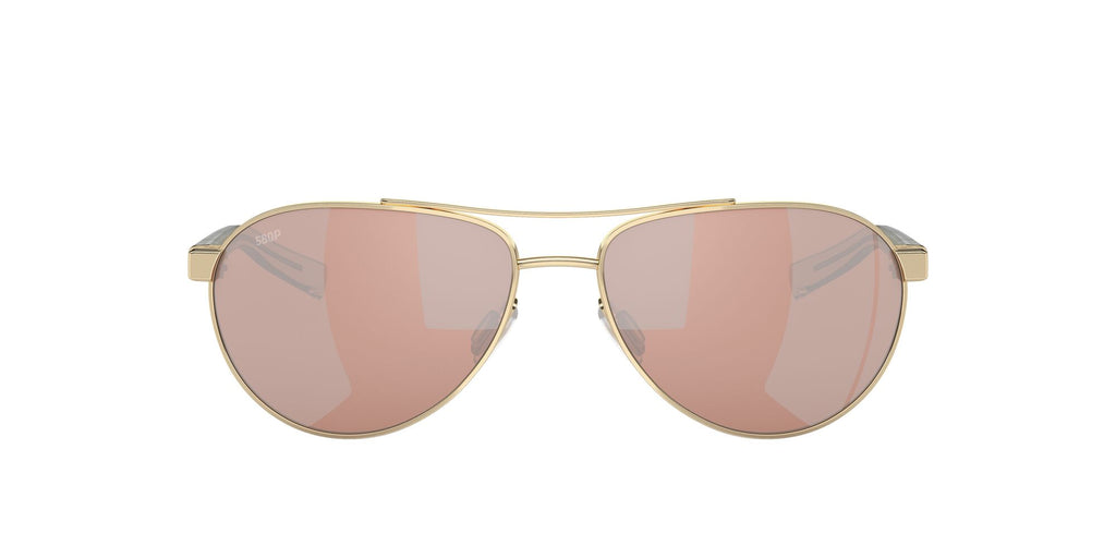 Costa Del Mar Fernandina 126 Shiny Gold / Polarised In Copper Silver Mirror 580P 57 / Plastic / Metal