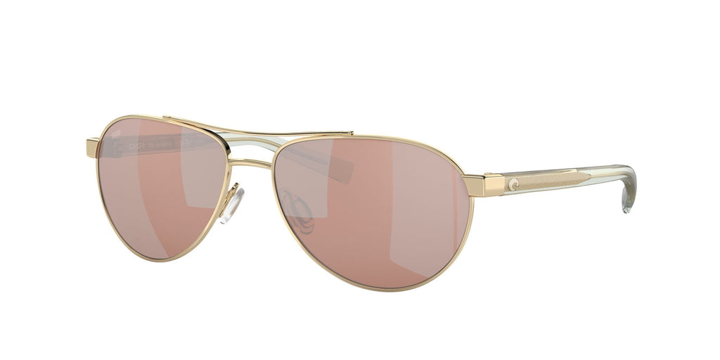 Costa Del Mar Fernandina 126 Shiny Gold / Polarised In Copper Silver Mirror 580P 57 / Plastic / Metal