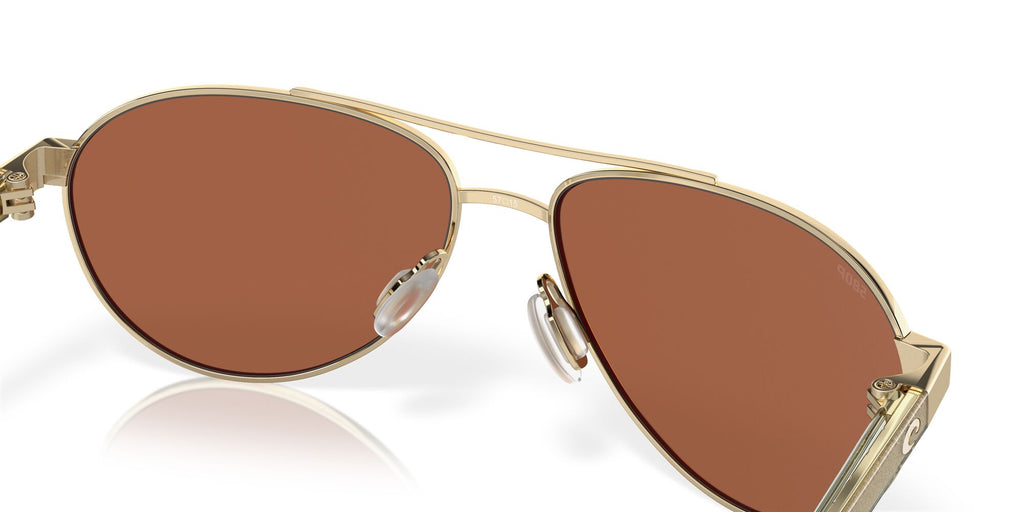 Costa Del Mar Fernandina 126 Shiny Gold / Polarised In Copper Silver Mirror 580P 57 / Plastic / Metal