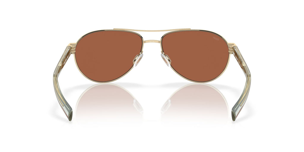 Costa Del Mar Fernandina 126 Shiny Gold / Polarised In Copper Silver Mirror 580P 57 / Plastic / Metal