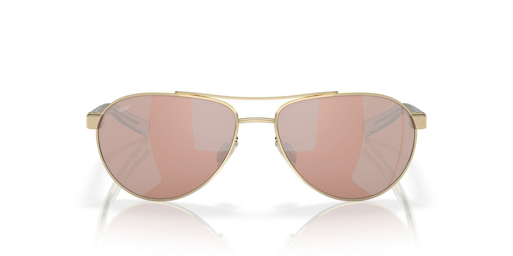 Costa Del Mar Fernandina 126 Shiny Gold / Polarised In Copper Silver Mirror 580P 57 / Plastic / Metal