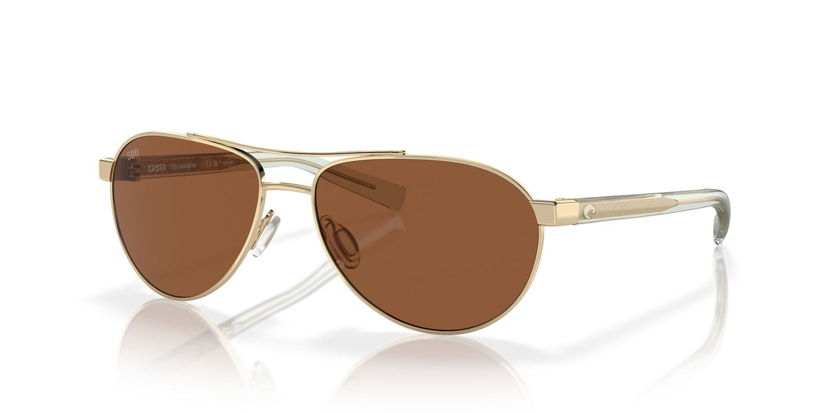 Costa Del Mar Fernandina 126 Shiny Gold / Polarised In Copper 580G 57 / Crystal / Metal