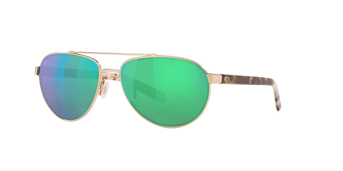 Costa Del Mar Fernandina 226 Brushed Gold / Polarised In Green Mirror 580G 57 / Crystal / Metal
