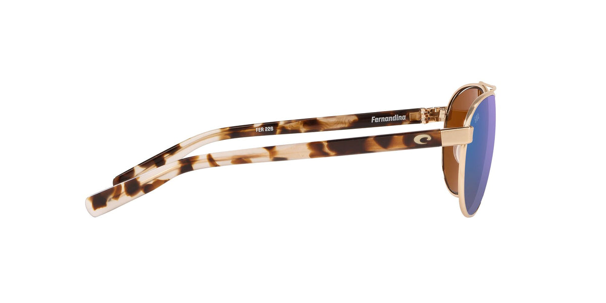 Costa Del Mar Fernandina 226 Brushed Gold / Polarised In Green Mirror 580G 57 / Crystal / Metal