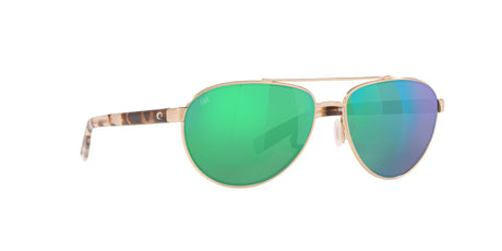 Costa Del Mar Fernandina 226 Brushed Gold / Polarised In Green Mirror 580G 57 / Crystal / Metal