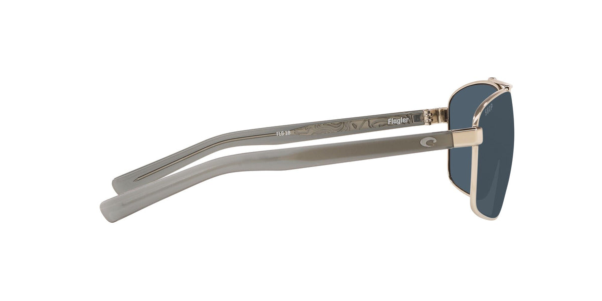 Costa Del Mar Flagler 18 Shiny Silver / Polarised In Gray 580P 62 / Plastic / Metal