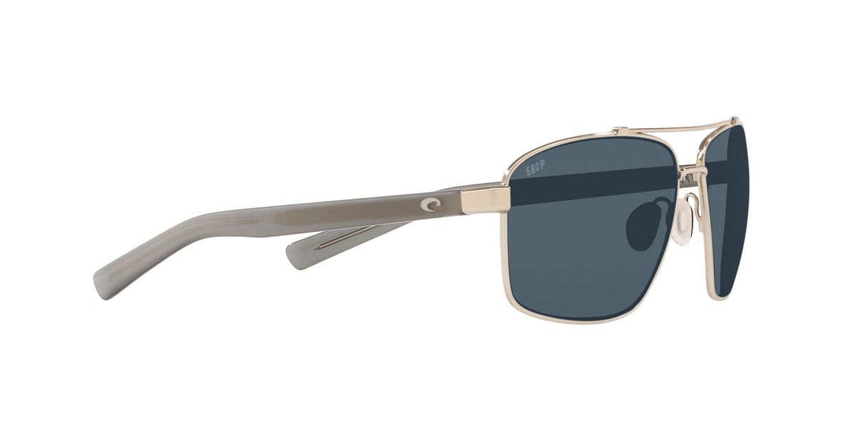 Costa Del Mar Flagler 18 Shiny Silver / Polarised In Gray 580P 62 / Plastic / Metal