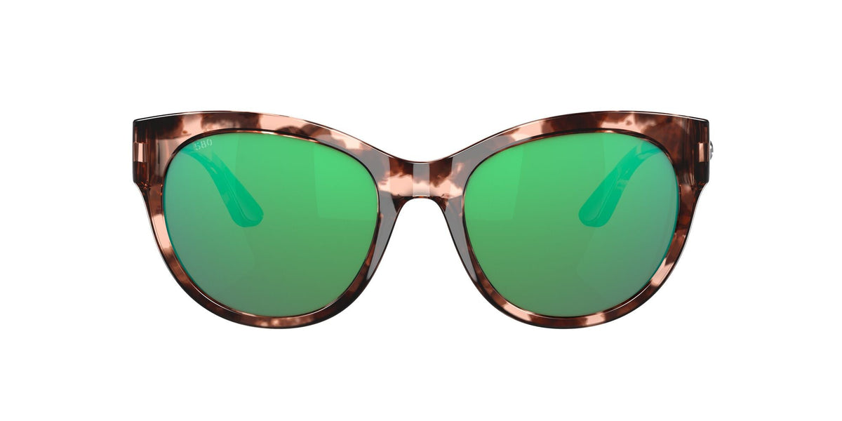 Costa del Mar Maya 06S9011 901101 55 Shiny Coral Tortoise / Green Lens Mirror - Blue Star Eyewear