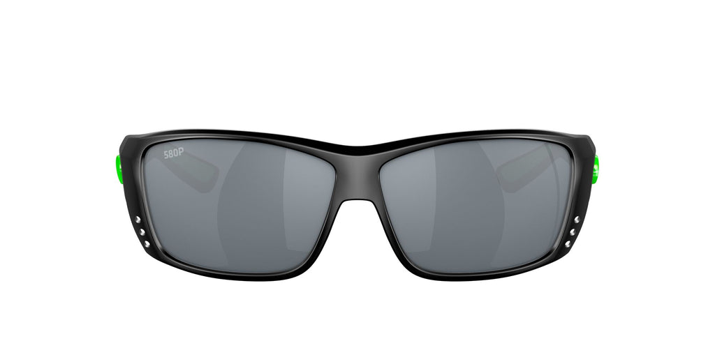 Costa Del Mar Cat Cay 200 Matte Black/Electric Green / Polarised In Gray Silver Mirror 580P 61 / Plastic / Plastic