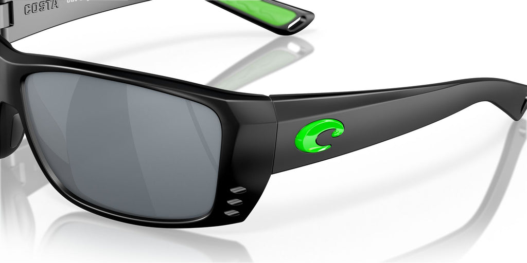 Costa Del Mar Cat Cay 200 Matte Black/Electric Green / Polarised In Gray Silver Mirror 580P 61 / Plastic / Plastic