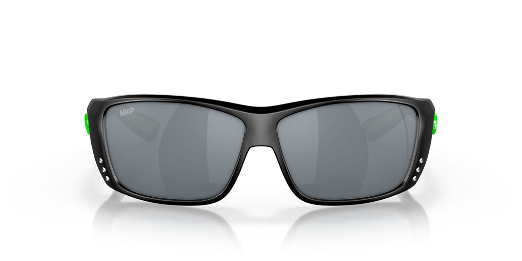 Costa Del Mar Cat Cay 200 Matte Black/Electric Green / Polarised In Gray Silver Mirror 580P 61 / Plastic / Plastic