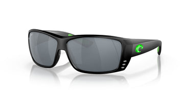 Costa Del Mar Cat Cay 200 Matte Black/Electric Green / Polarised In Gray Silver Mirror 580P 61 / Plastic / Plastic