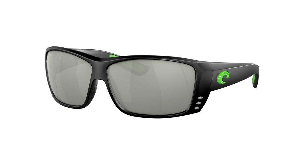 6S 9024 Costa Del Mar Cat Cay Matte Black Green Logo / Gray Silver Mirror 61 61 / Crystal / Plastic