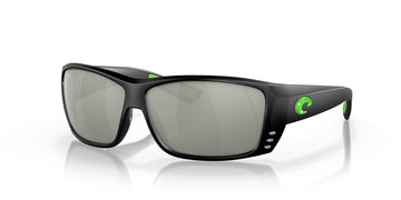 6S 9024 Costa Del Mar Cat Cay Matte Black Green Logo / Gray Silver Mirror 61 61 / Crystal / Plastic