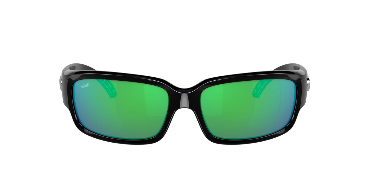 Costa del Mar Caballito 06S9025 902507 59 Shiny Black / Green Lens Mirror - Blue Star Eyewear