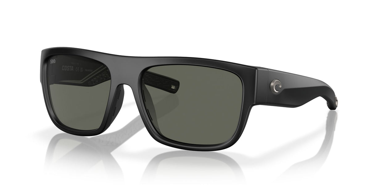 6S 9033 Costa Del Mar Sampan Matte Black / Gray 60 60 / Lightwave Glass / Injected / Molded