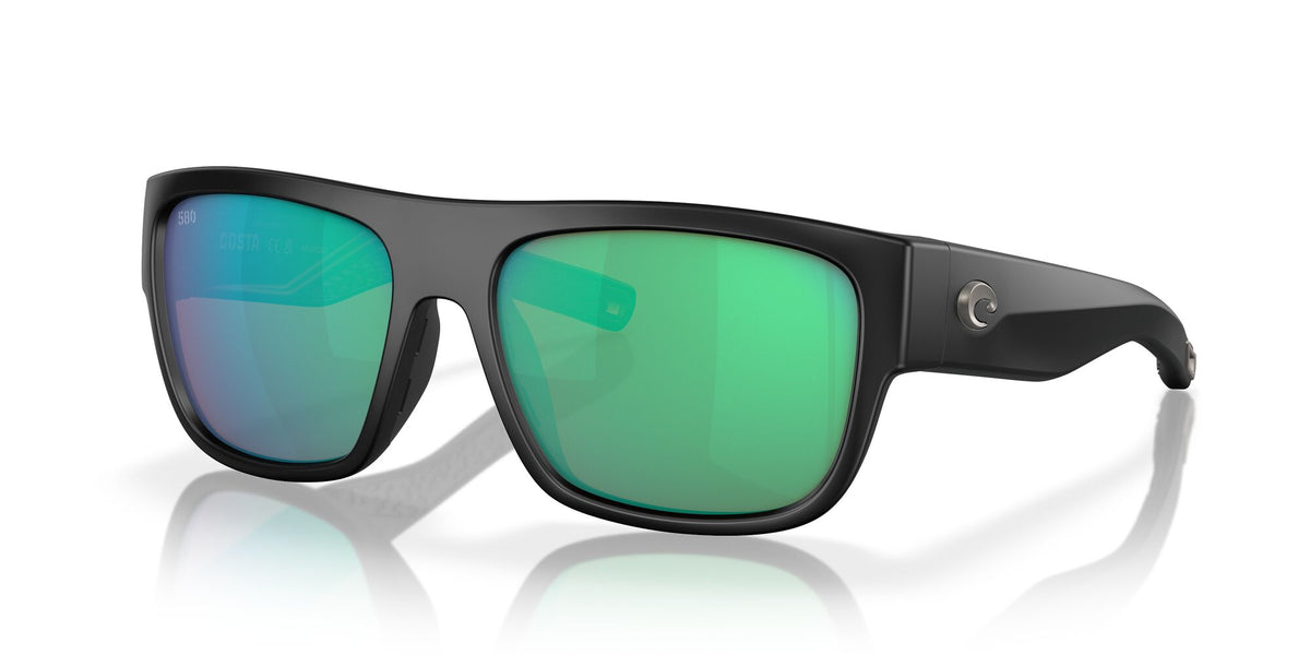 Costa del Mar Sampan 06S9033 903318 60 Matte Black / Green Lens Mirror 60 / Lightwave Glass / Injected / Molded