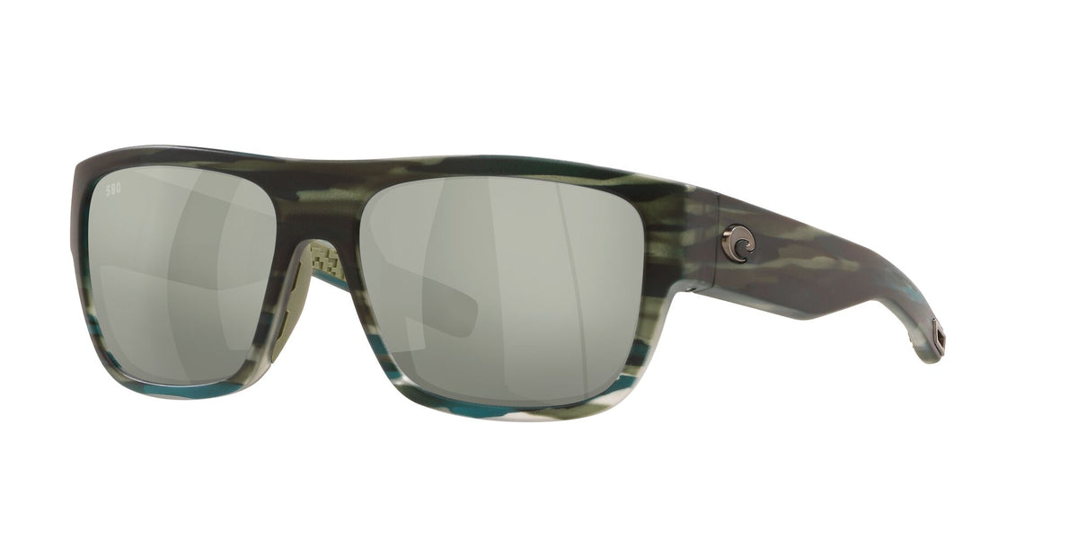 Costa Del Mar Sampan 253 Matte Reef / Polarised In Gray Silver Mirror 580G 60 / Crystal / Plastic