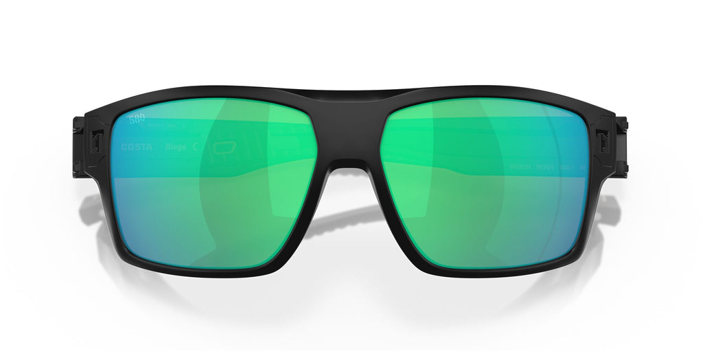 Costa del Mar Diego 06S9034 903426 62 Matte Black / Green Lens Mirror 62 / Lightwave Glass / Injected / Molded