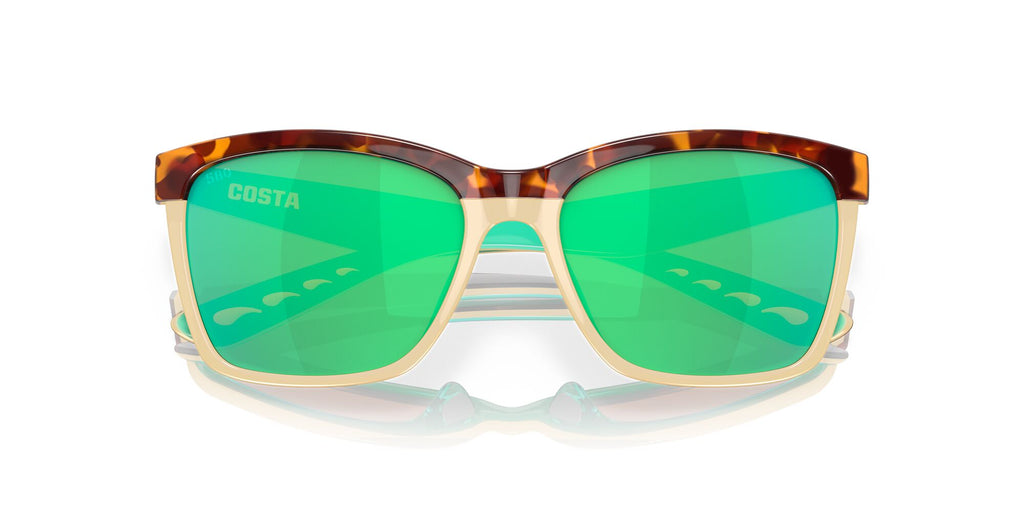 Costa del Mar Anaa 06S9053 905312 55 Shiny Retro Tortoise/Cream/Mint / Green Lens Mirror 55 / Crystal / Plastic