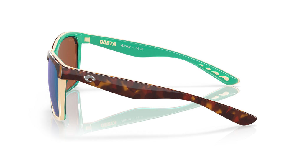 Costa del Mar Anaa 06S9053 905312 55 Shiny Retro Tortoise/Cream/Mint / Green Lens Mirror 55 / Crystal / Plastic