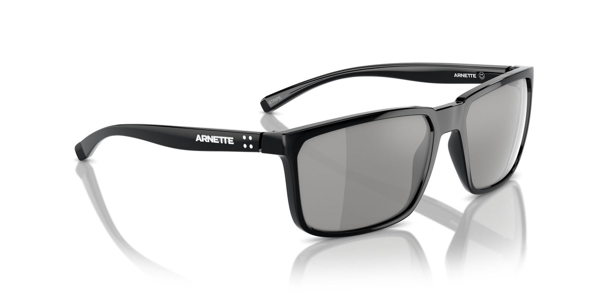 Arnette Stripe 0AN4251 2900Z3 58 Black Recycled / Grey Mirror Silver 80 Polarized