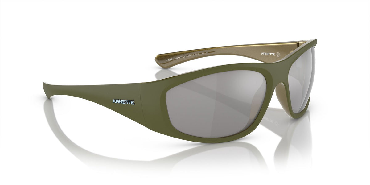 Arnette Ilum 0AN4331 29246G 64 Matte Military/Alumina Light Green / Light Grey Mirror Silver 80 64 / Polycarbonate / Injected / Injected