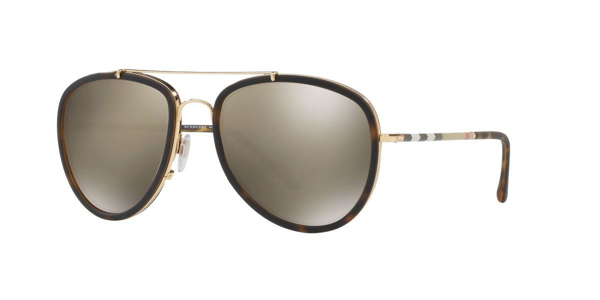 Burberry BE 3090Q Brushed Gold/Mt Dark Havana / Light Brown Mirror Dark Gold 58 / Plastic / Others