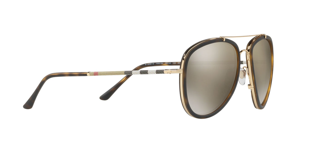 Burberry BE 3090Q Brushed Gold/Mt Dark Havana / Light Brown Mirror Dark Gold 58 / Plastic / Others