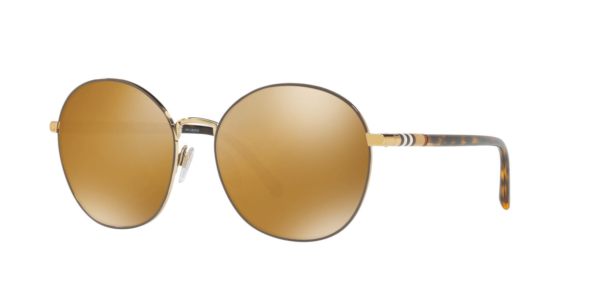 Burberry  0BE3094 11452O 56 Light Gold 
Polarised Dark Brown Mirror Gold 56 
Plastic 
Plastic