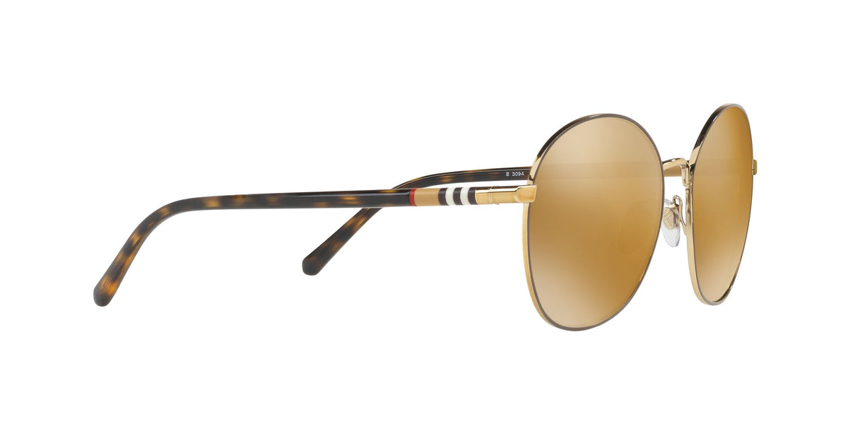 Burberry  0BE3094 11452O 56 Light Gold 
Polarised Dark Brown Mirror Gold 56 
Plastic 
Plastic