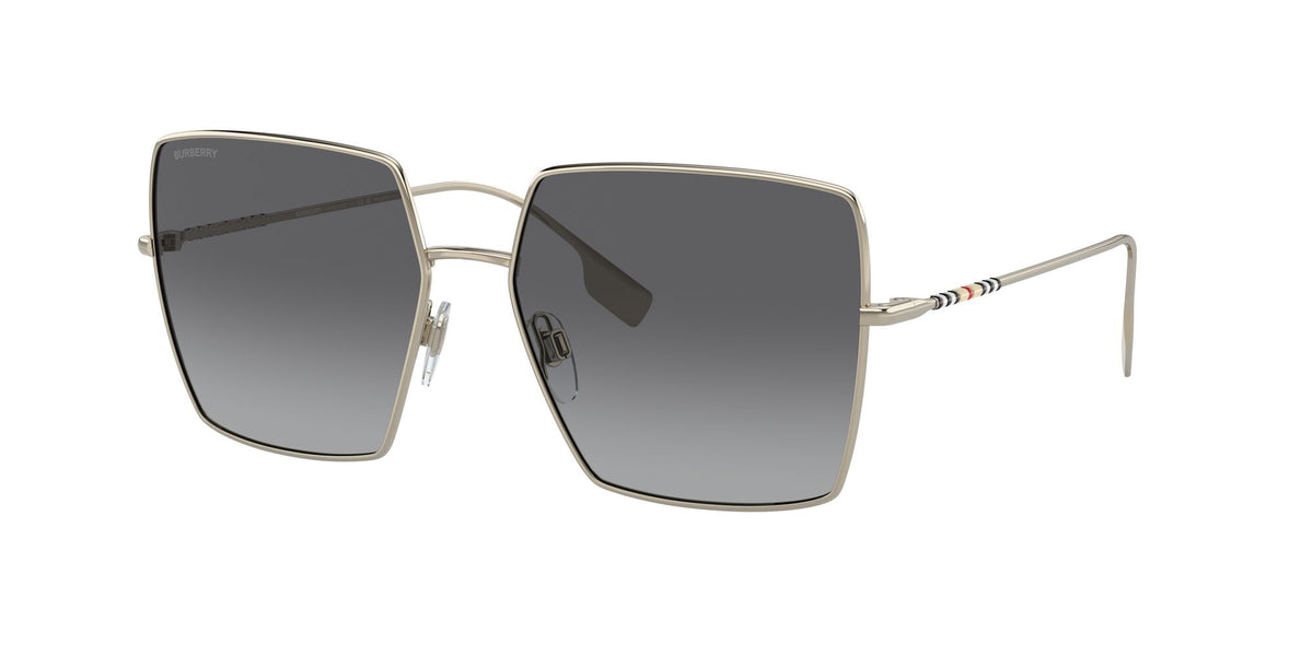 Burberry Daphne 0BE3133 1109T3 58 Light Gold 
Polarised Grey Gradient 58 
Cr39 
Metal 
Metal