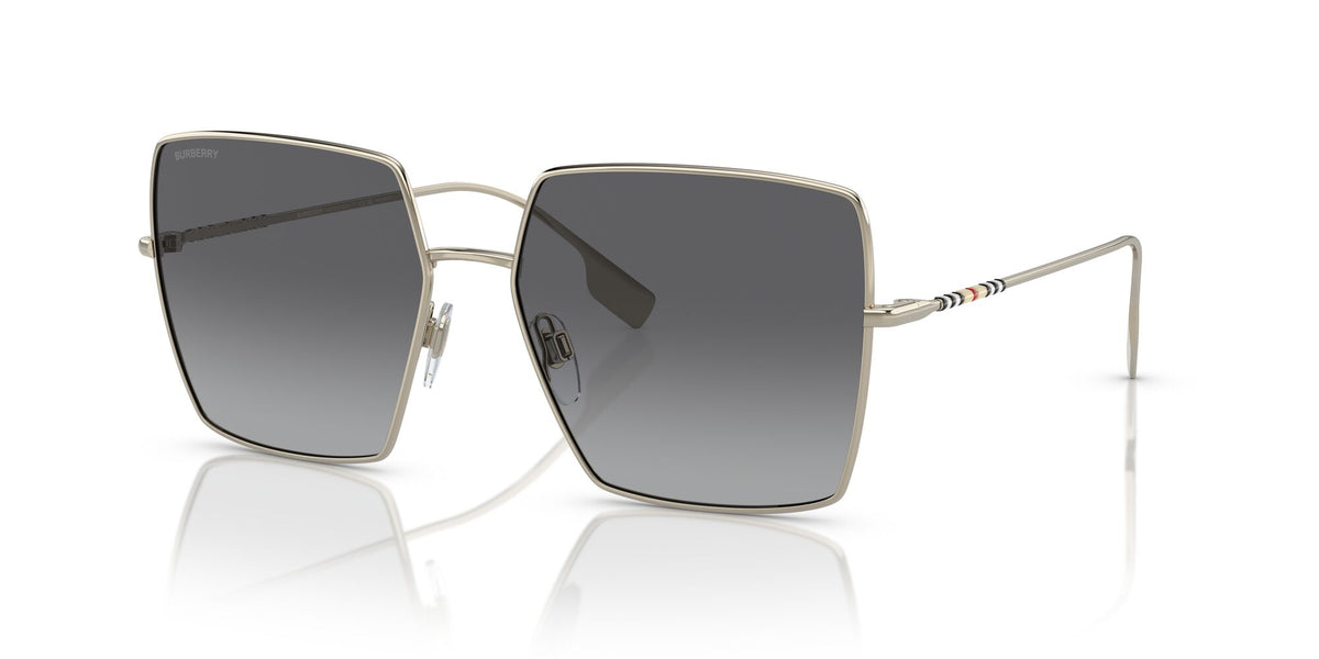 Burberry Daphne 0BE3133 1109T3 58 Light Gold 
Polarised Grey Gradient 58 
Cr39 
Metal 
Metal