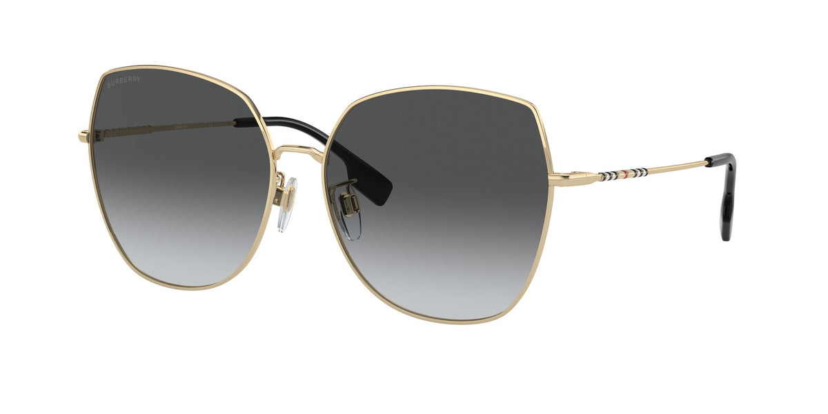 Burberry  0BE3136D 1109T3 60 Light Gold 
Grey Gradient Polarised 60 
Cr39 
Steel 
Metal