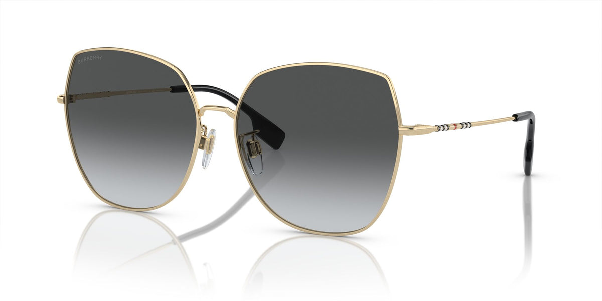 Burberry  0BE3136D 1109T3 60 Light Gold 
Grey Gradient Polarised 60 
Cr39 
Steel 
Metal
