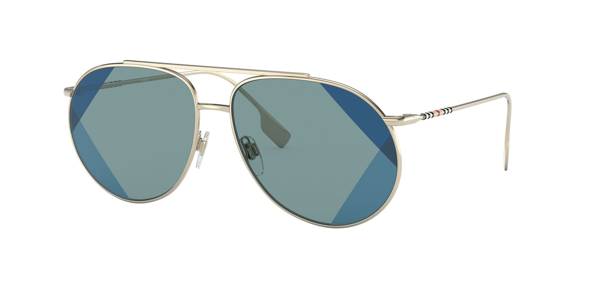 BE 3138 Burberry Alice Light Gold / Blue Uv Print 61 61 / Polycarbonate / Steel / Metal