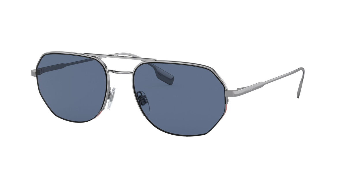Burberry Henry 0BE3140 100380 57 Gunmetal / Blue Border Black/Red 57 / Plastic / Metal