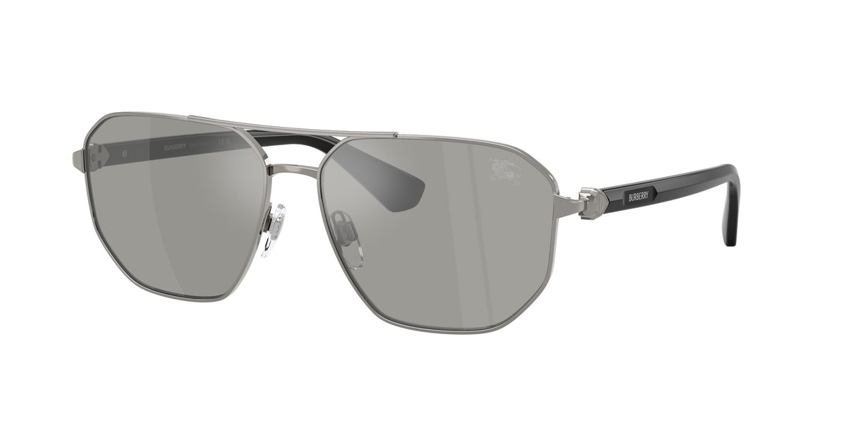 Burberry 0BE3166 10036G 60 Gunmetal/ Light Grey Mirror Silver