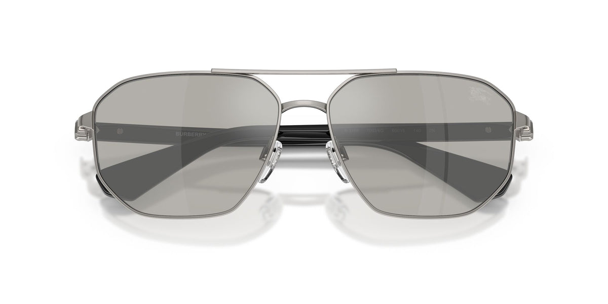 Burberry 0BE3166 10036G 60 Gunmetal/ Light Grey Mirror Silver