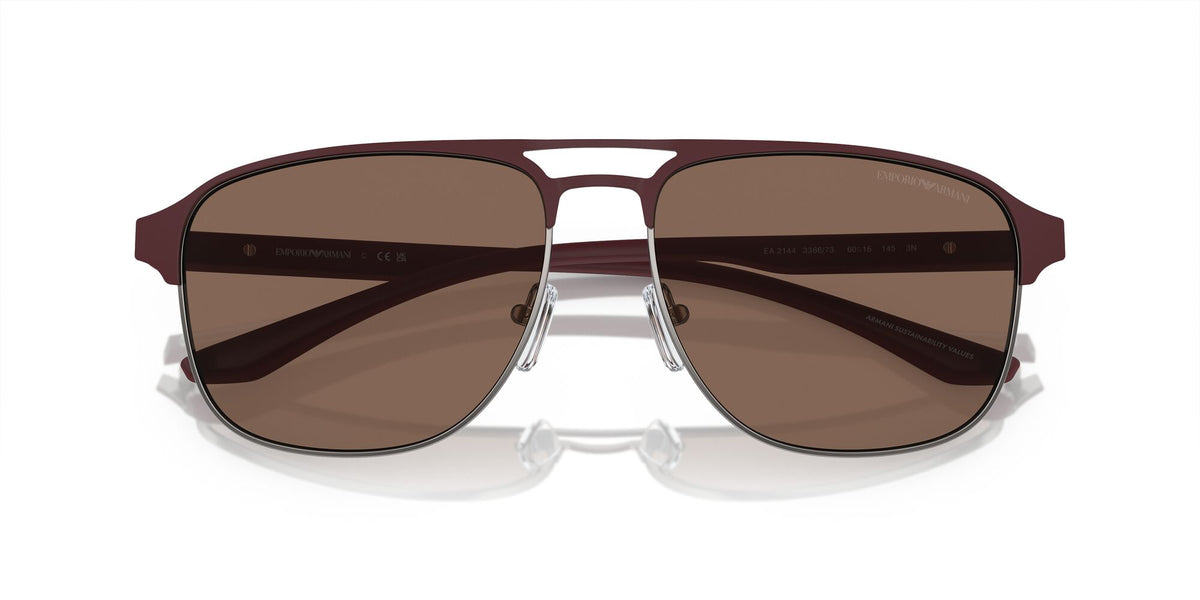 Emporio Armani  0EA2144 336673 60 Matte Gunmetal/Bordeaux/ Dark Brown 60 / Polycarbonate / Metal / Injected