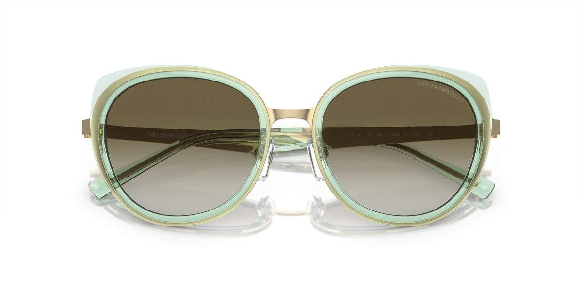 Emporio Armani  0EA2146 33638E 53 Shiny Pale Gold/ Gradient Green 53 / Polycarbonate / Metal / Metal