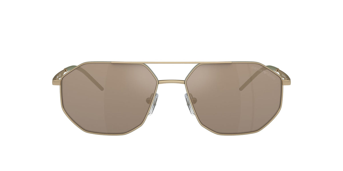 Emporio Armani  0EA2147 30025A 58 Matte Gold/ Light Brown Mirror Dark Gold 58 / Polycarbonate / Metal / Metal