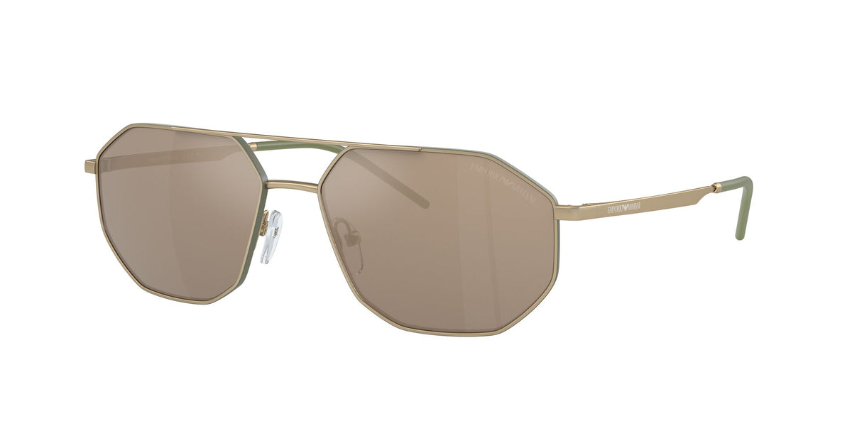 Emporio Armani  0EA2147 30025A 58 Matte Gold/ Light Brown Mirror Dark Gold 58 / Polycarbonate / Metal / Metal