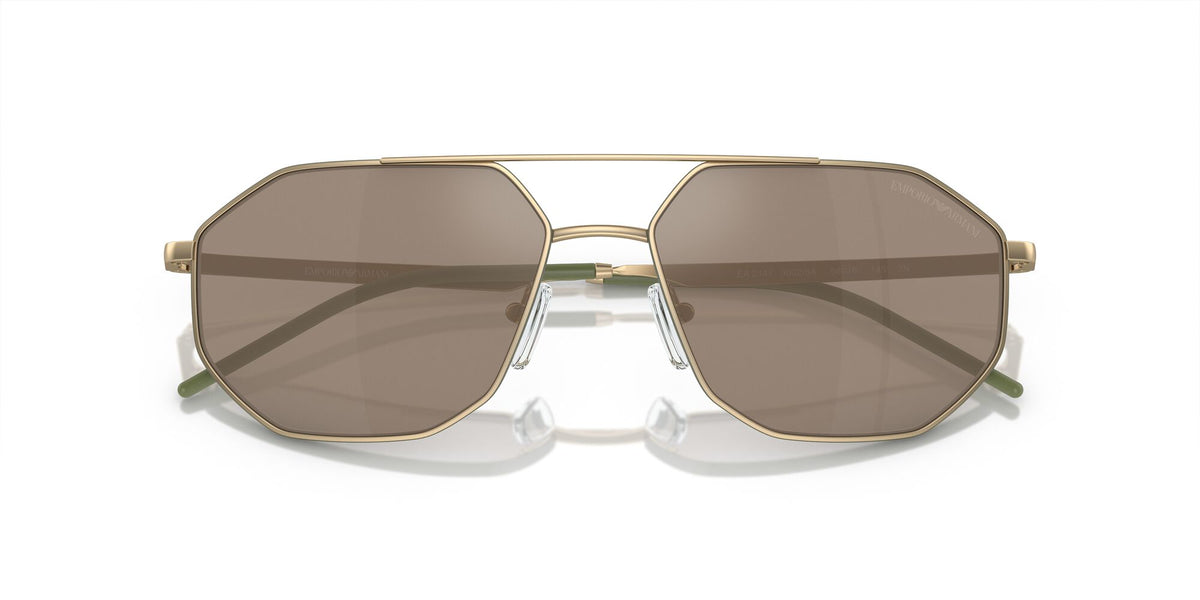 Emporio Armani  0EA2147 30025A 58 Matte Gold/ Light Brown Mirror Dark Gold 58 / Polycarbonate / Metal / Metal